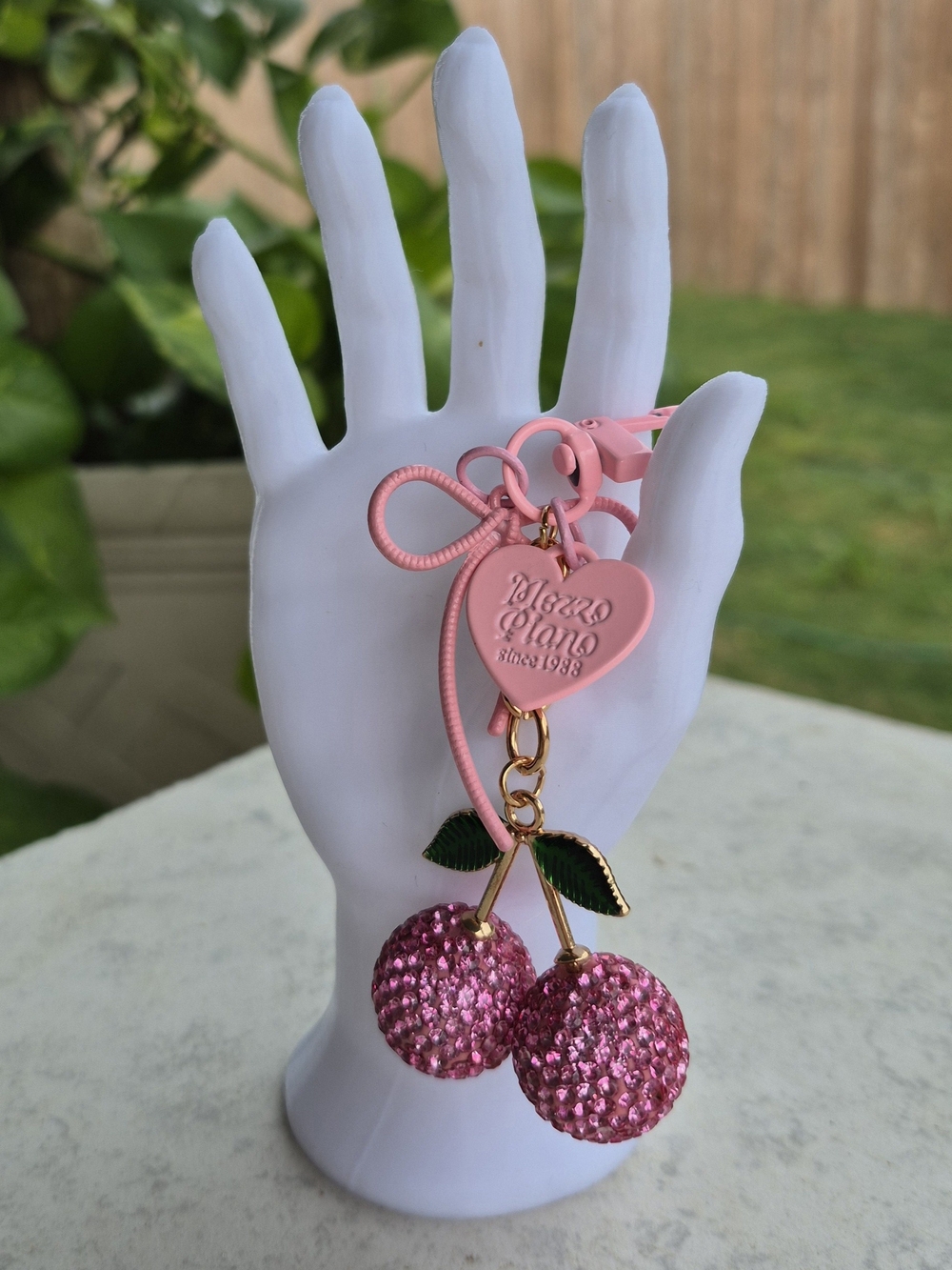 Pink Cherries Keychain - Cute Cherry Bag Charm